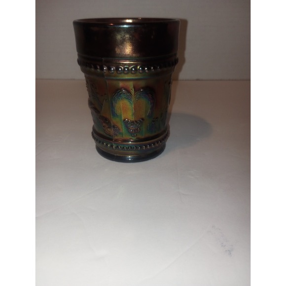 Dugan Other - Vintage Dugan Amethyst Carnival Glass Peacock At The Fountain‎ Tumbler